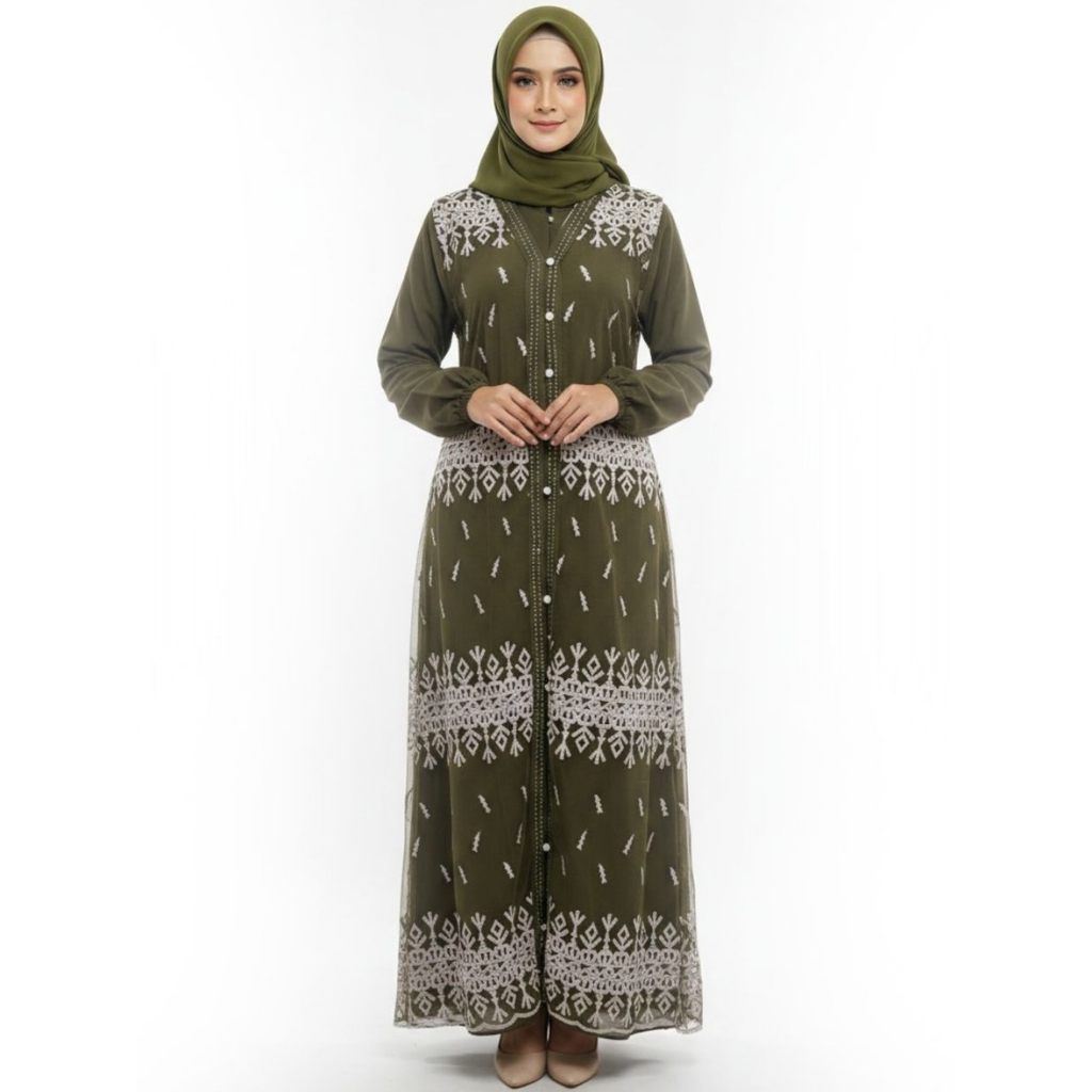 Gamis rompi pisah bahan ceruty fashion wanita dewasa