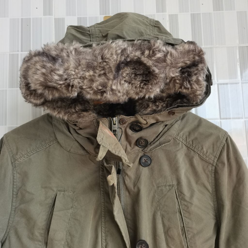 1262. PARKA JAKET TOMMY HILFIGER DOUBLE INNER WARNA HIJAU SIZE XL PRELOVED