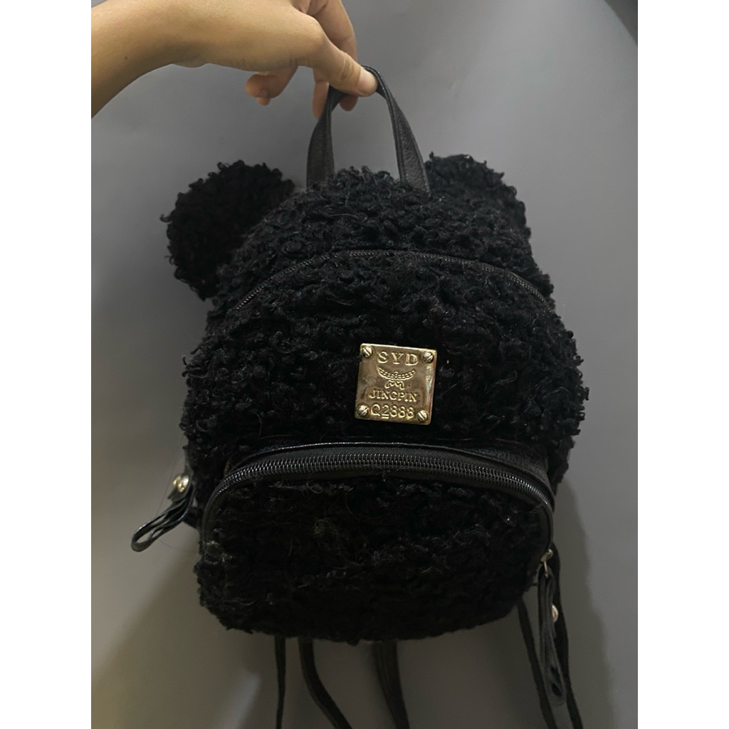 Tas Mini Ransel wanita remaja Tas Anak Bulu Lucu Fashion / Tas Boneka Beruang Anak Perempuan Sekolah