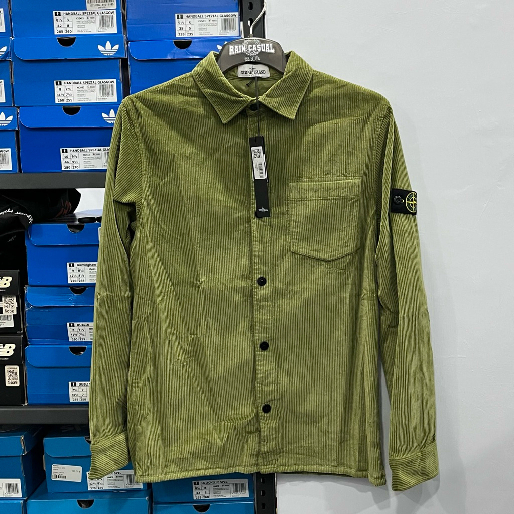 Stone island Junior Corduroy Button Overshirt Salvia green