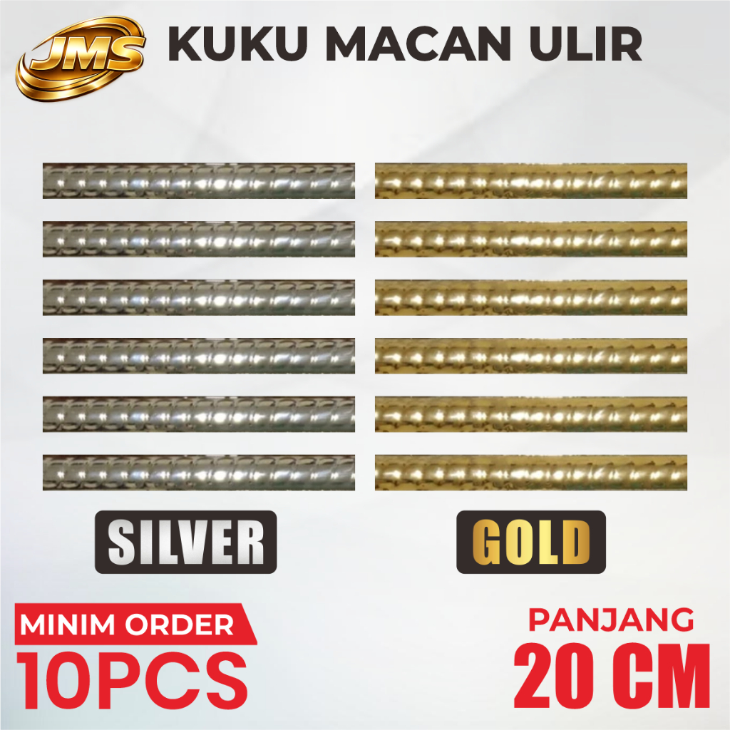 Kuku Macan Keramik Ulir Warna Silver dan Gold  20 cm / Kuku macan varian warna / kikir kuku macan / 