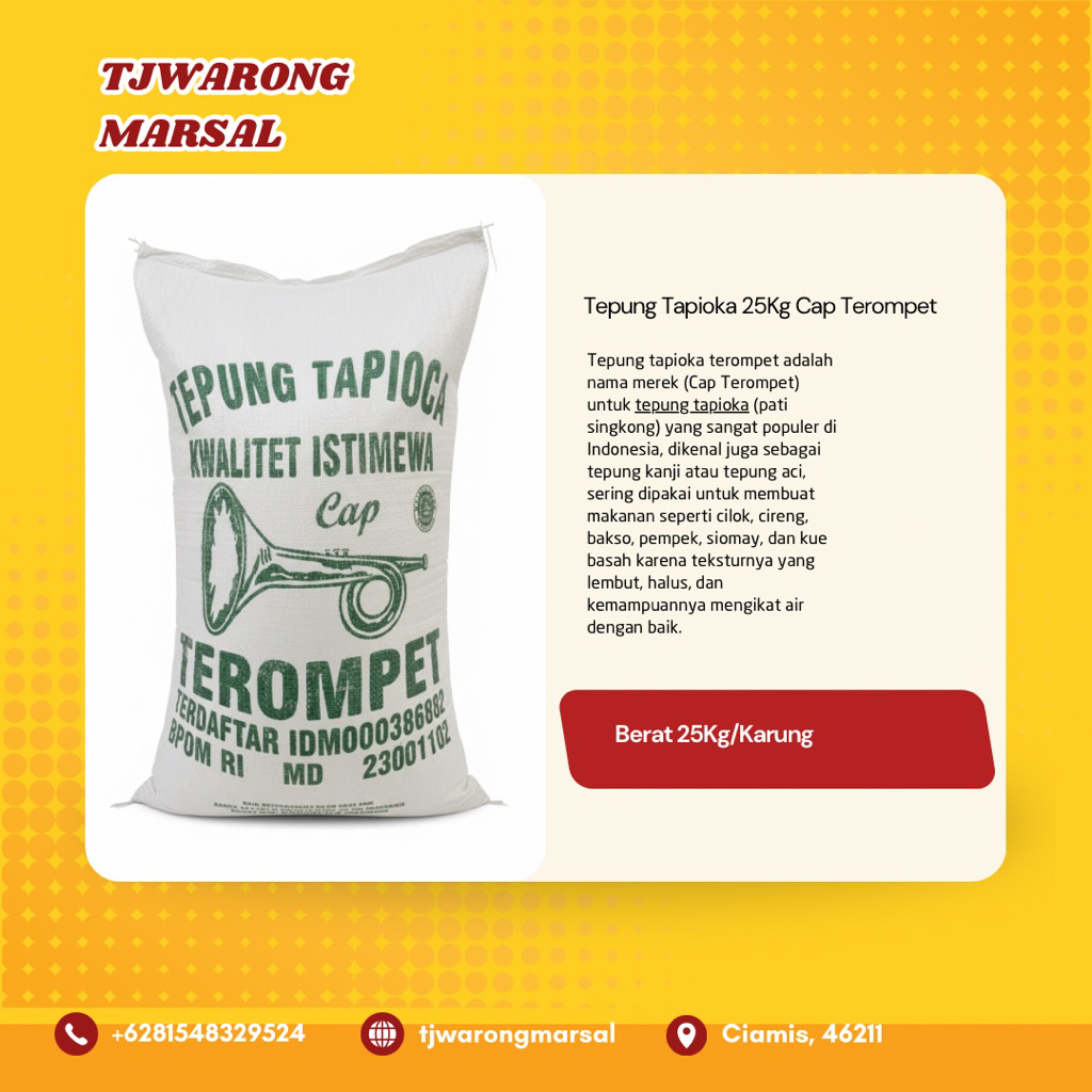 Tepung Tapioka 25Kg Cap Terompet
