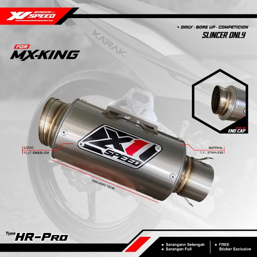 Silincer Only Hairline Bulat Panjang 15cm Original By X1 Speed Racing