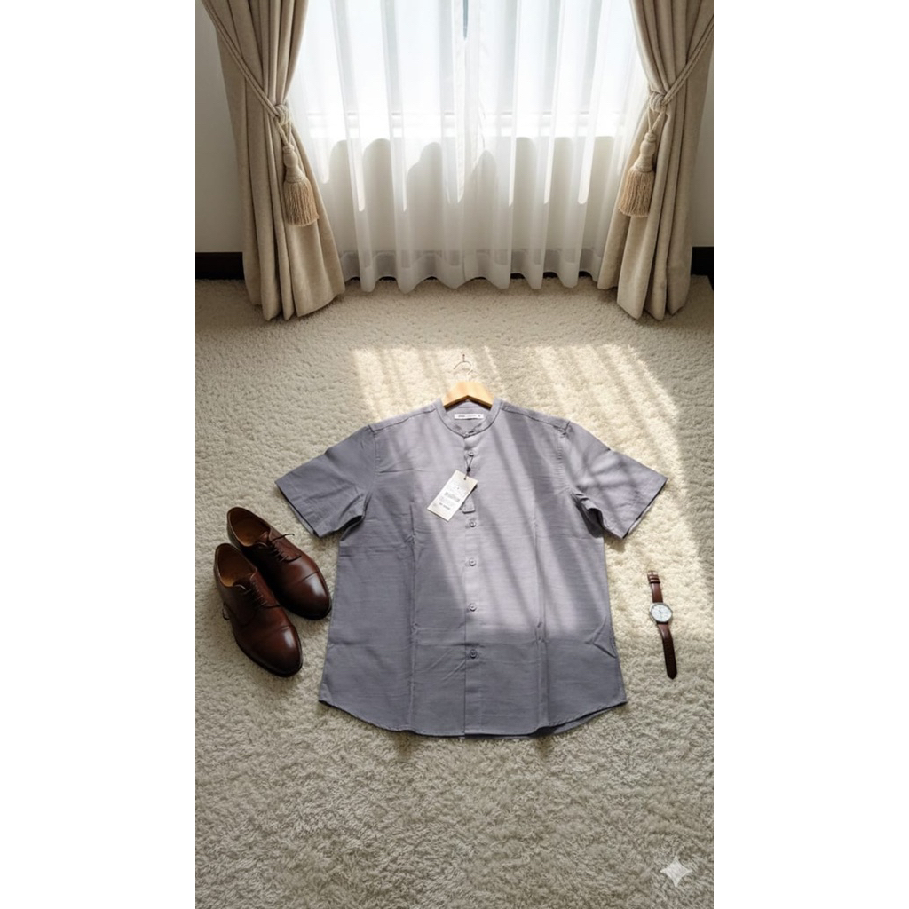 kemeja tanpa kerah brand zes size L