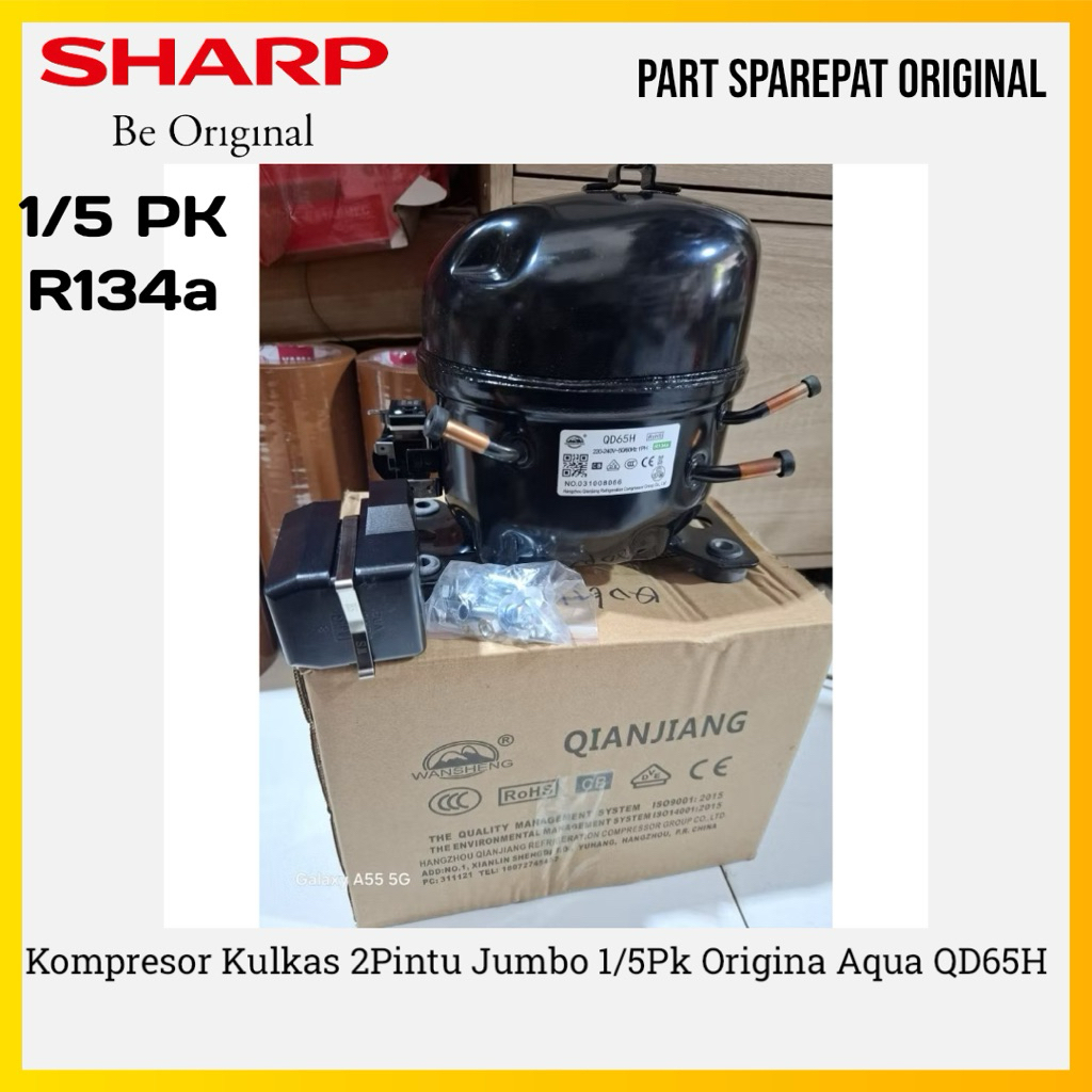Kompresor Kulkas 2Pintu Jumbo 1/5Pk Origina Aqua QD65H