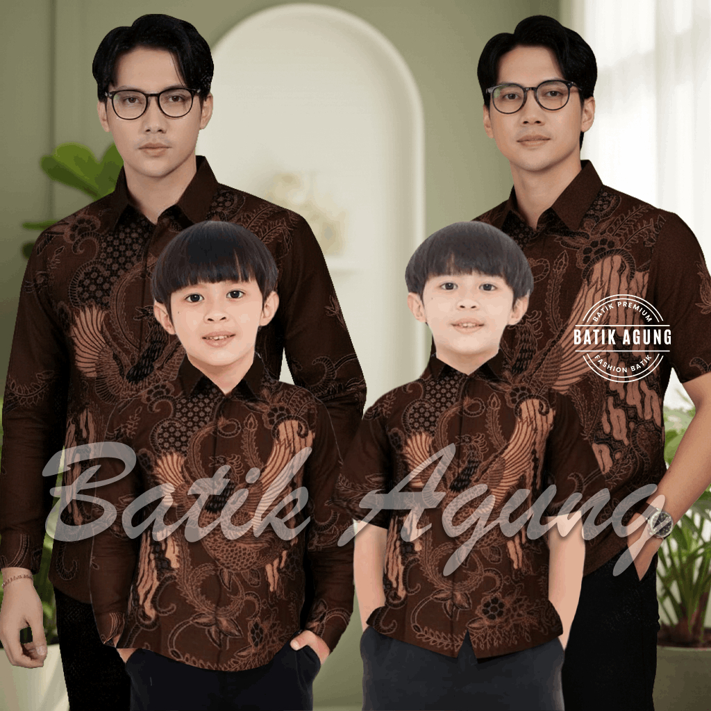 Atasan Seragam Baju Batik Sarimbit Keluarga Ayah Anak Cowo Kondangan Pesta Hajatan Lebaran Seragaman