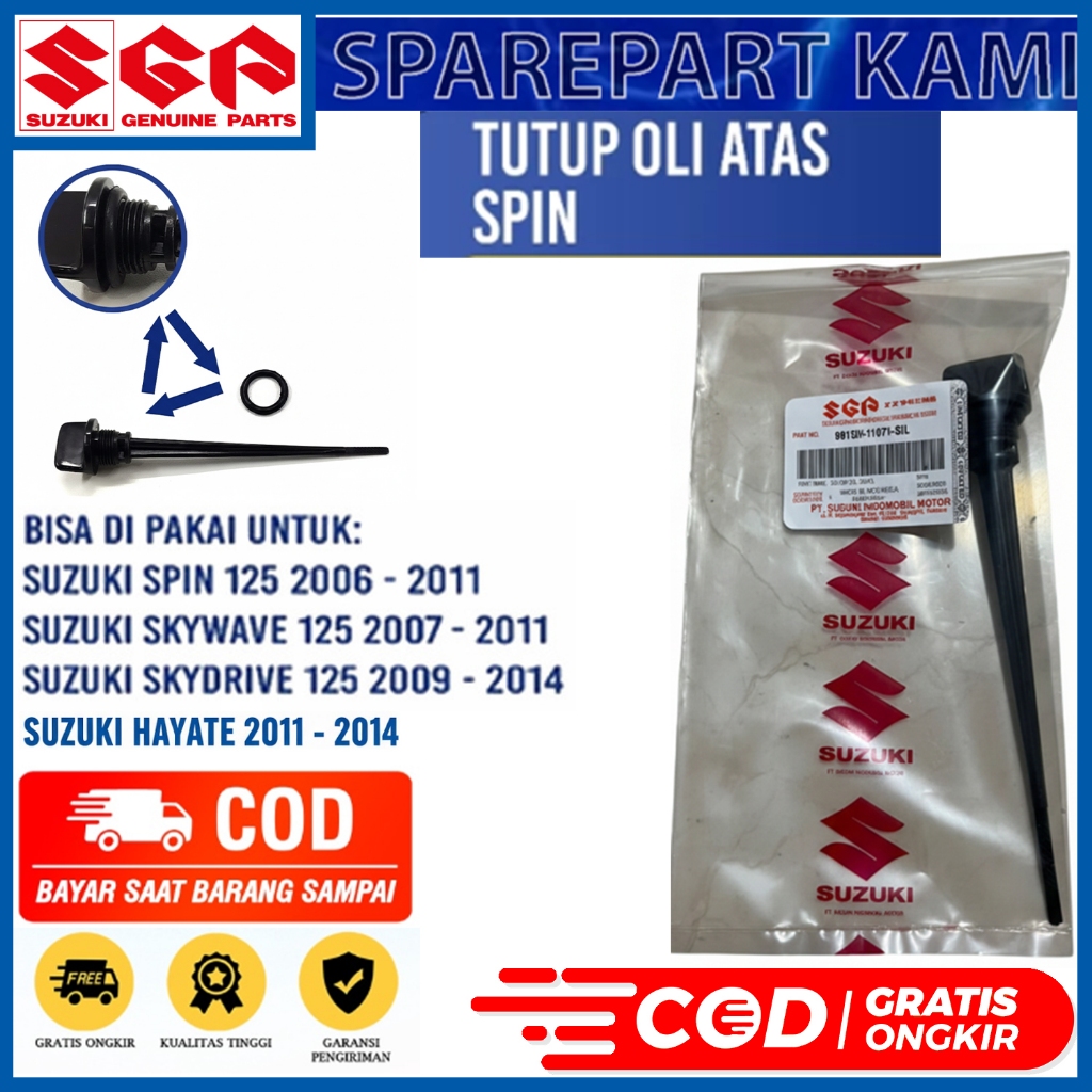 TUTUP OLI MESIN ATAS  COLOKAN OLI + ORING SPIN / SKYWAVE / HAYATE / SKYDRIVE 125 ORIGINAL SGP