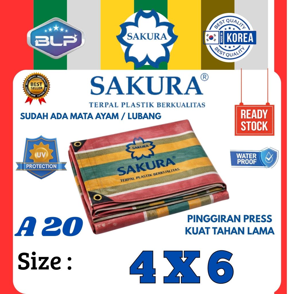 Terpal Sakura A20 Salur 4x6 Meter Tebal Anti Air Serbaguna