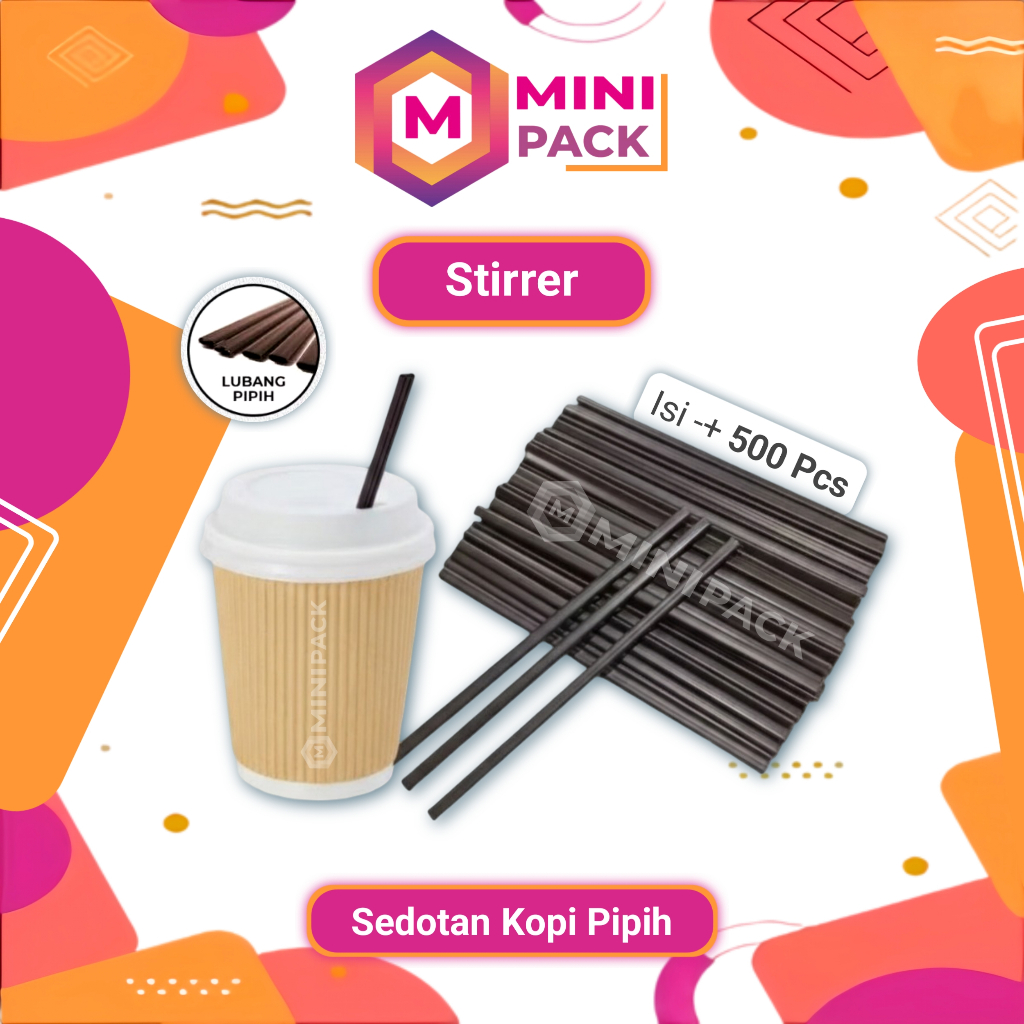 Sedotan Stirrer Isi -+ 500 Pcs Sedotan Kopi Panas Pipih Coklat Minuman Panas Hangat 12,5 12 cm 12,5c