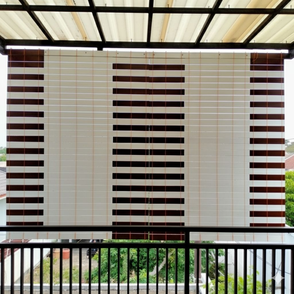Tirai Kerey Bahan Kayu 3×3 Meter Lengkap Tali Penggulung