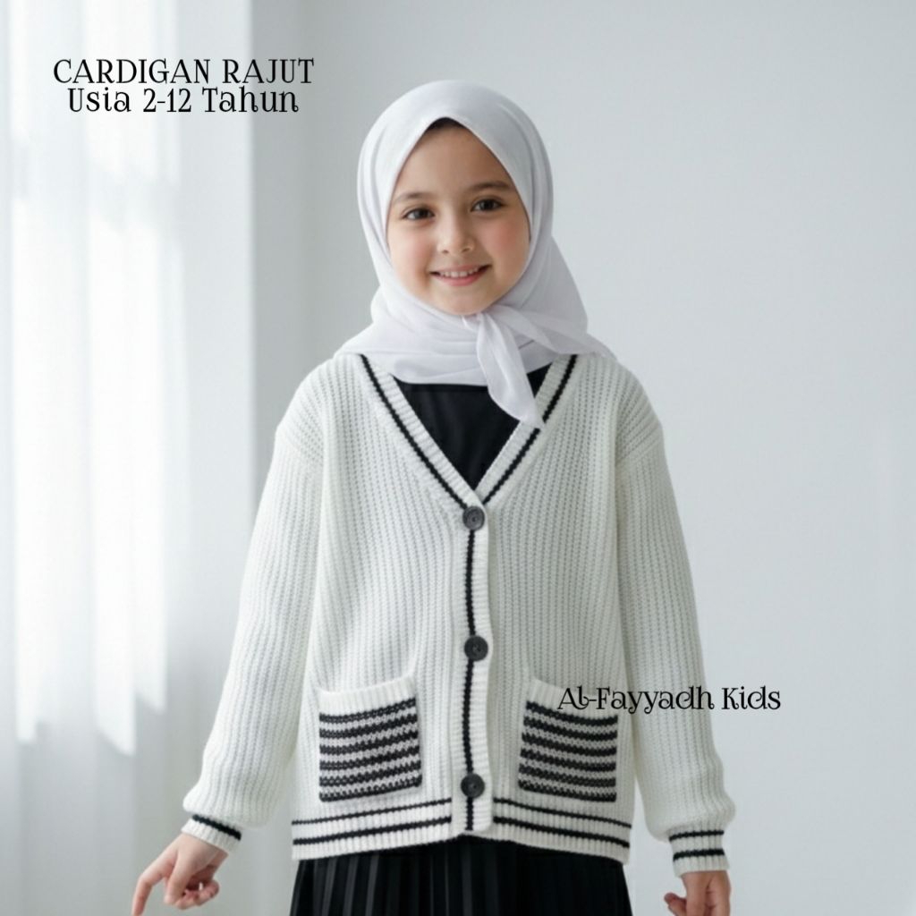 Baju Musmilah Cardigan Rajut Anak Perempuan Usia 2-12 Tahun Lengan Panjang Lebaran 2026