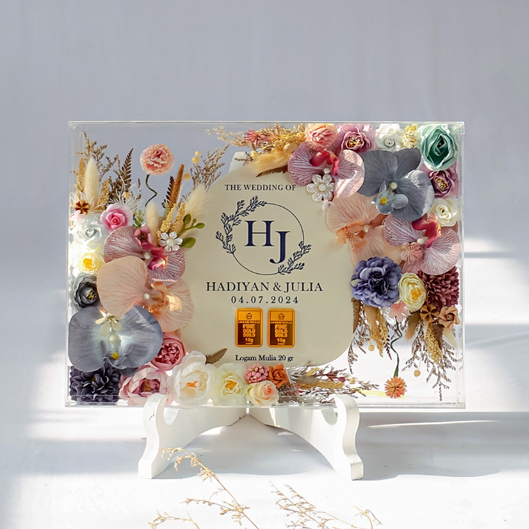 Mahar frame akrilik transparan Free packing kayu / Mahar pernikahan / Mahar 3D frame akrilik / Bingk