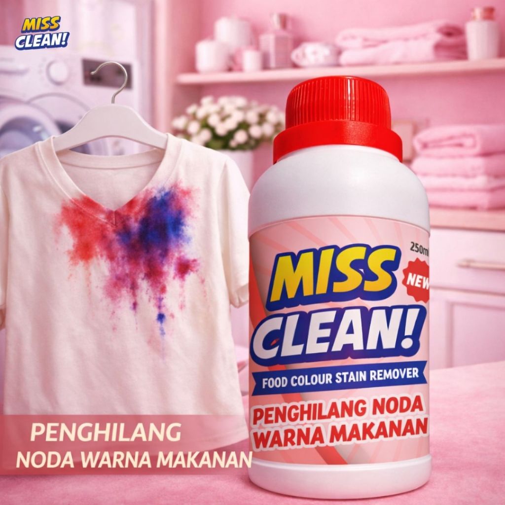 Cairan Pembersih Noda Pewarna Makanan pada Pakaian Cepat Hilang Aman untuk Baju Putih dan Berwarna