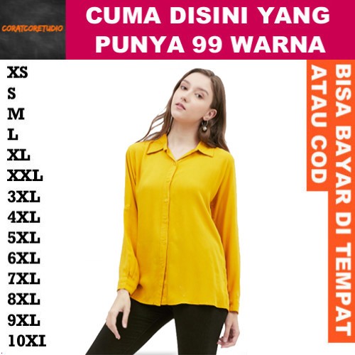 99 WARNA 10XL 9XL 8XL 7XL 6XL 5XL 4XL 3XL XXL XL L M S XS Blouse Hem Perempuan Kemeja Jumbo Big Size
