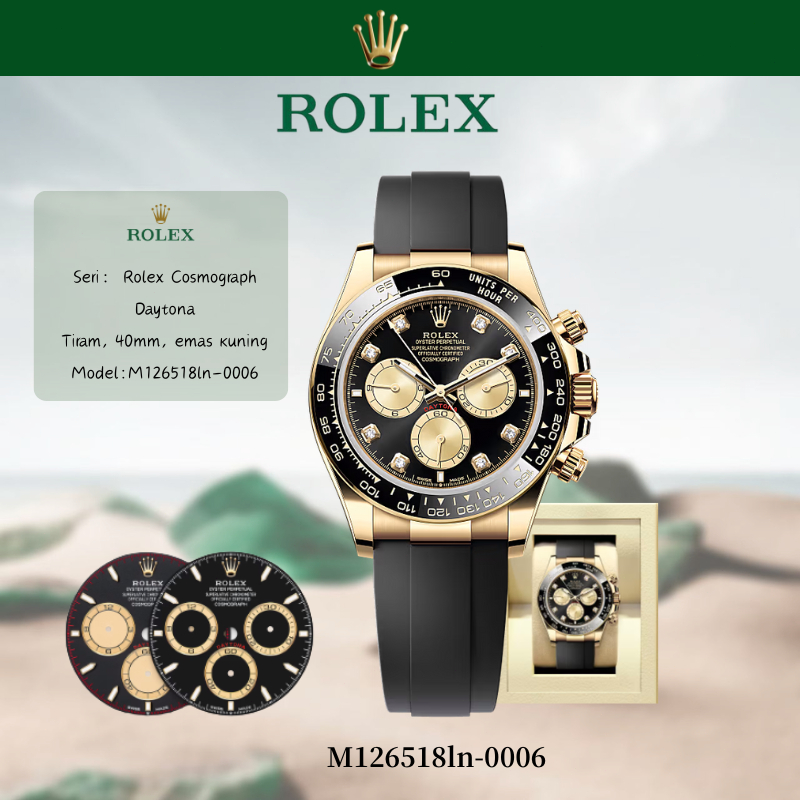 (100% Rolex Asli) Cash on Delivery Rolex Cosmograph Daytona‌M126518ln-0006 Jam Tangan Pria Rolex 40m