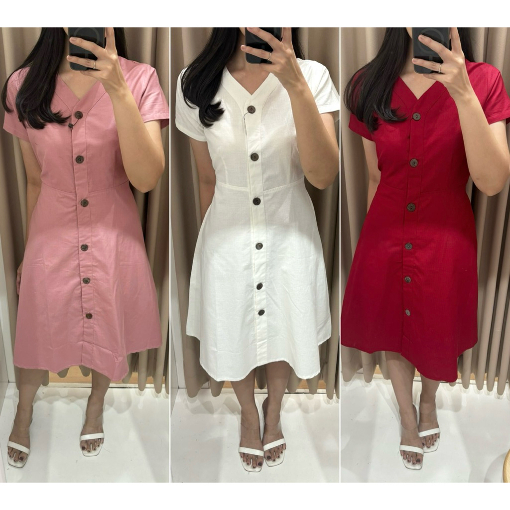 Noona - Dress katun basic terusan wanita casual