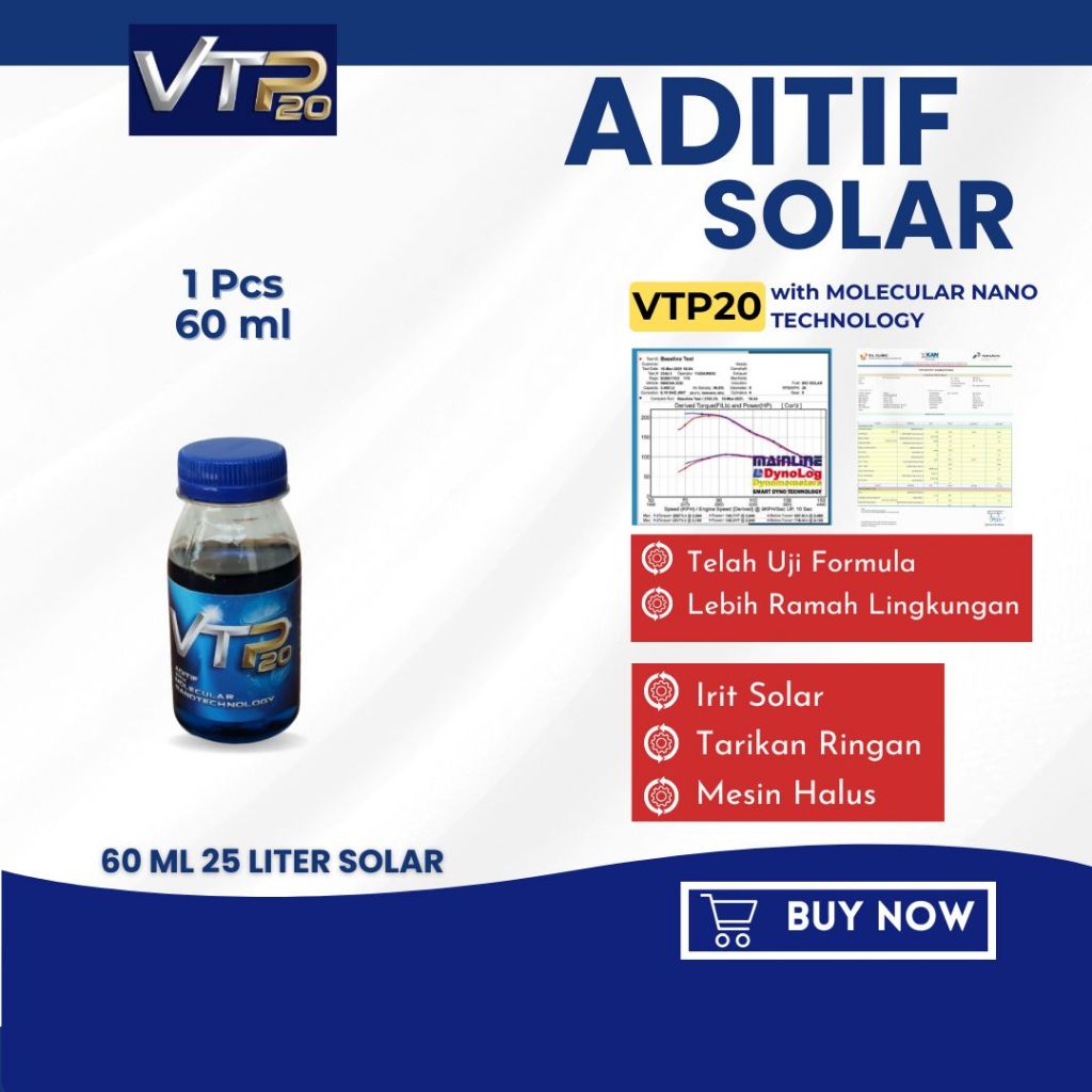 Aditif Campuran Solar VTP20 – Penghemat BBM & Peningkat Performa Mesin Diesel