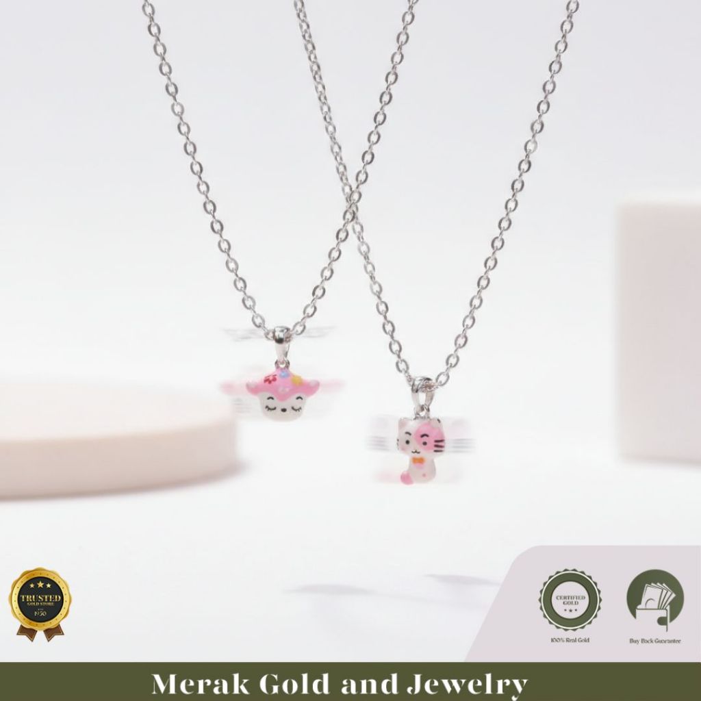 Merak Gold - Kalung Anak Tiff White Gold Liontin Balon 3D Model Karakter | Emas Tua 17K