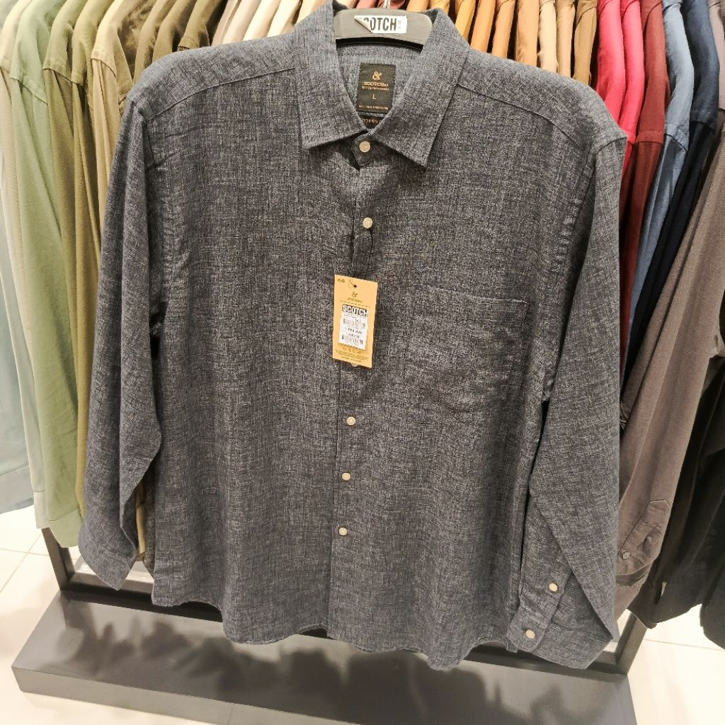 Scotch kemeja Linen pria dewasa lengan panjang size S - XL