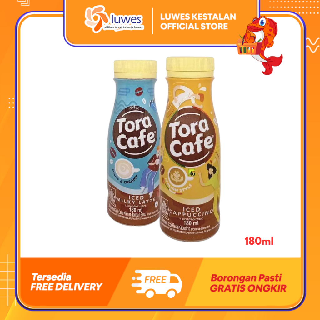 Tora Cafe Kopi Botol 180ml Milky Latte / Cappucino Minuman Kopi Gula Dengan Creamer & Susu
