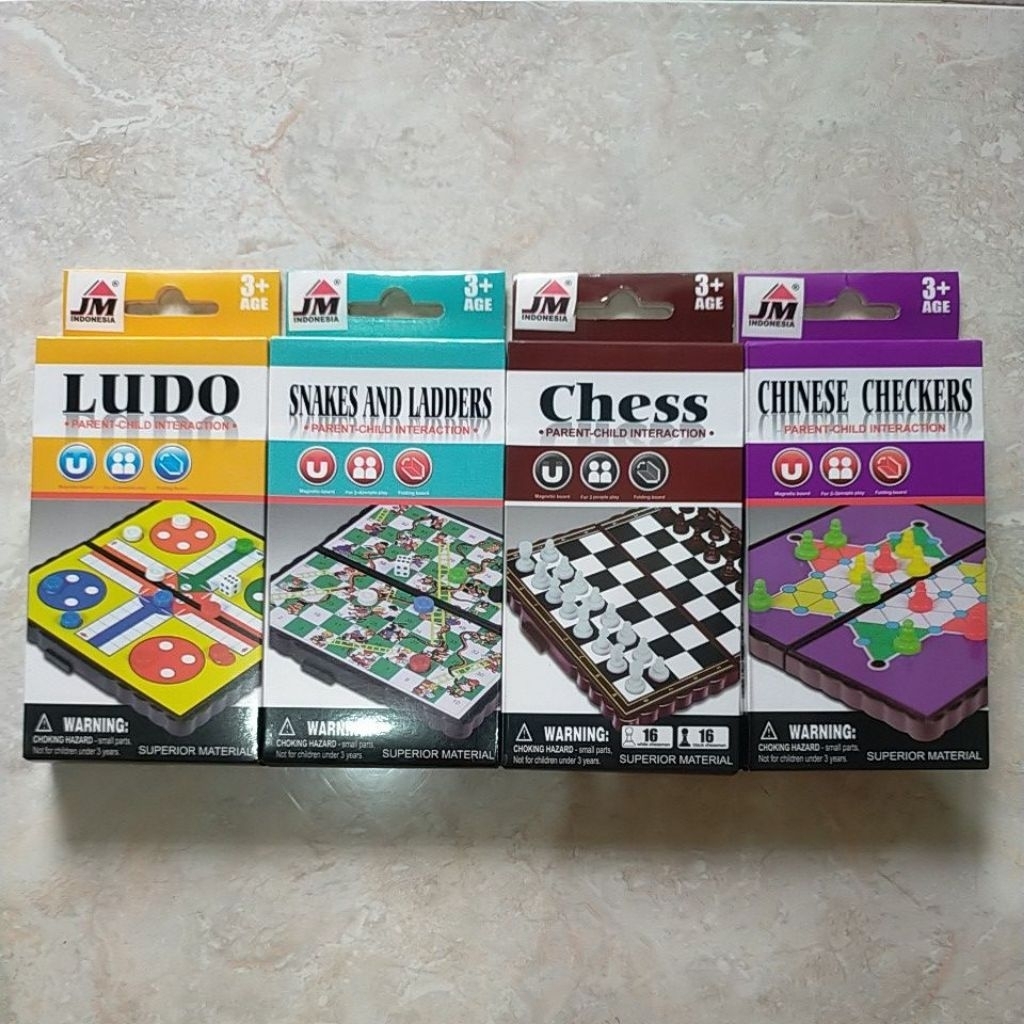 Mainan Ludo, Chess, Snake Ladders, Chinese Checkers magnetic board game family games