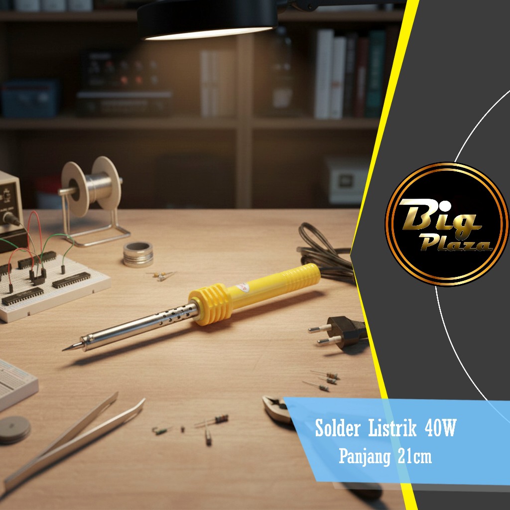 Solder Listrik 40W Panjang 21cm | Solder Timah Elektrik Ujung Tajam | Gagang Plastik / Kayu A288