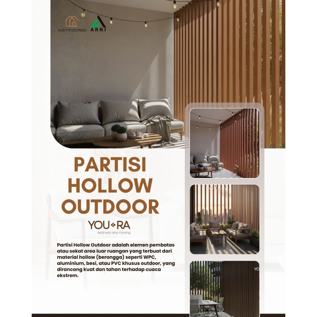 Partisi Hollow Outdoor You-ra motif kayu | Kisi-kisi WPC | WPC Partisi