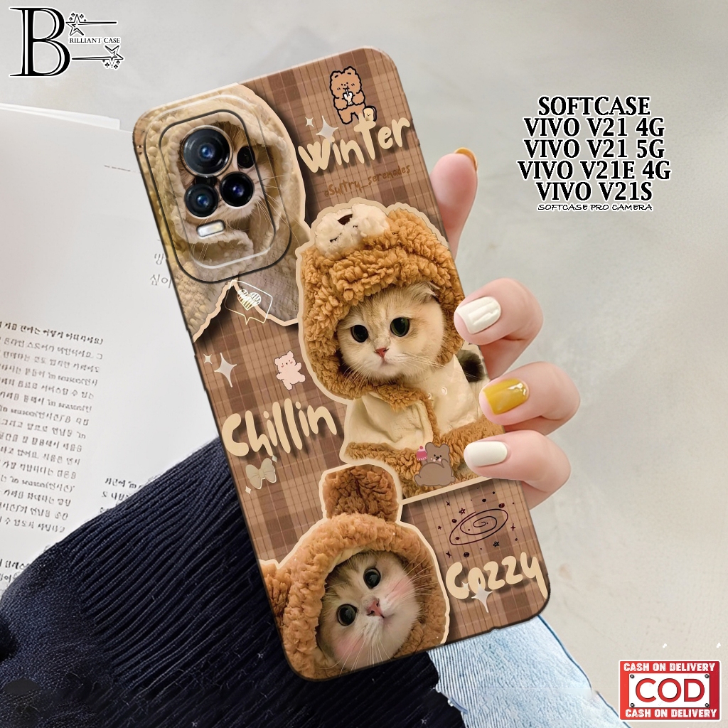 Case VIVO V21/V21e/V21s Terbaru - Fashion Case  Kucing - Casing VIVO V21/V21e/V21s - Silikon Pro Cam