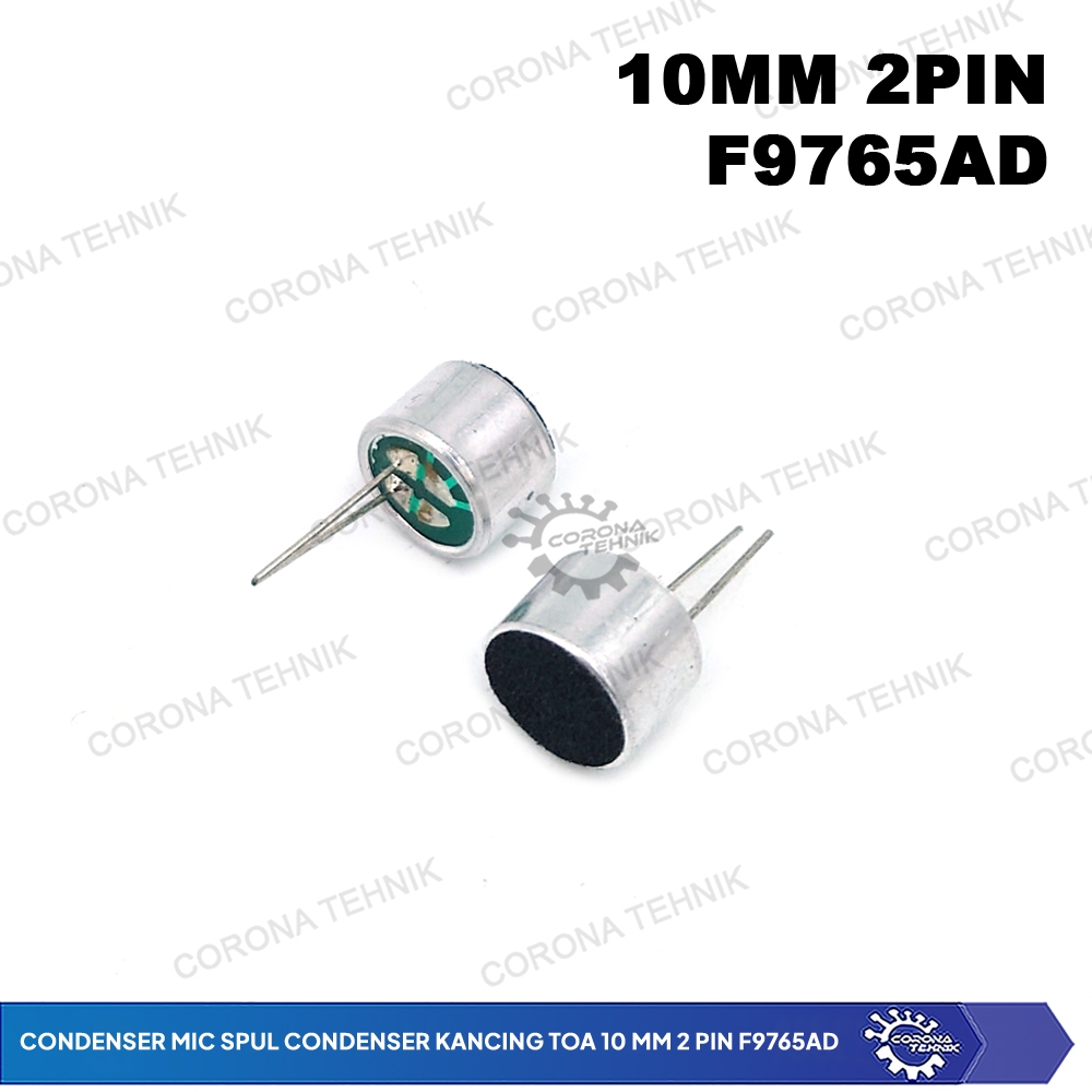 Kancing Toa 10 mm 2 Pin F9765AD Condenser Mic Spul Condenser