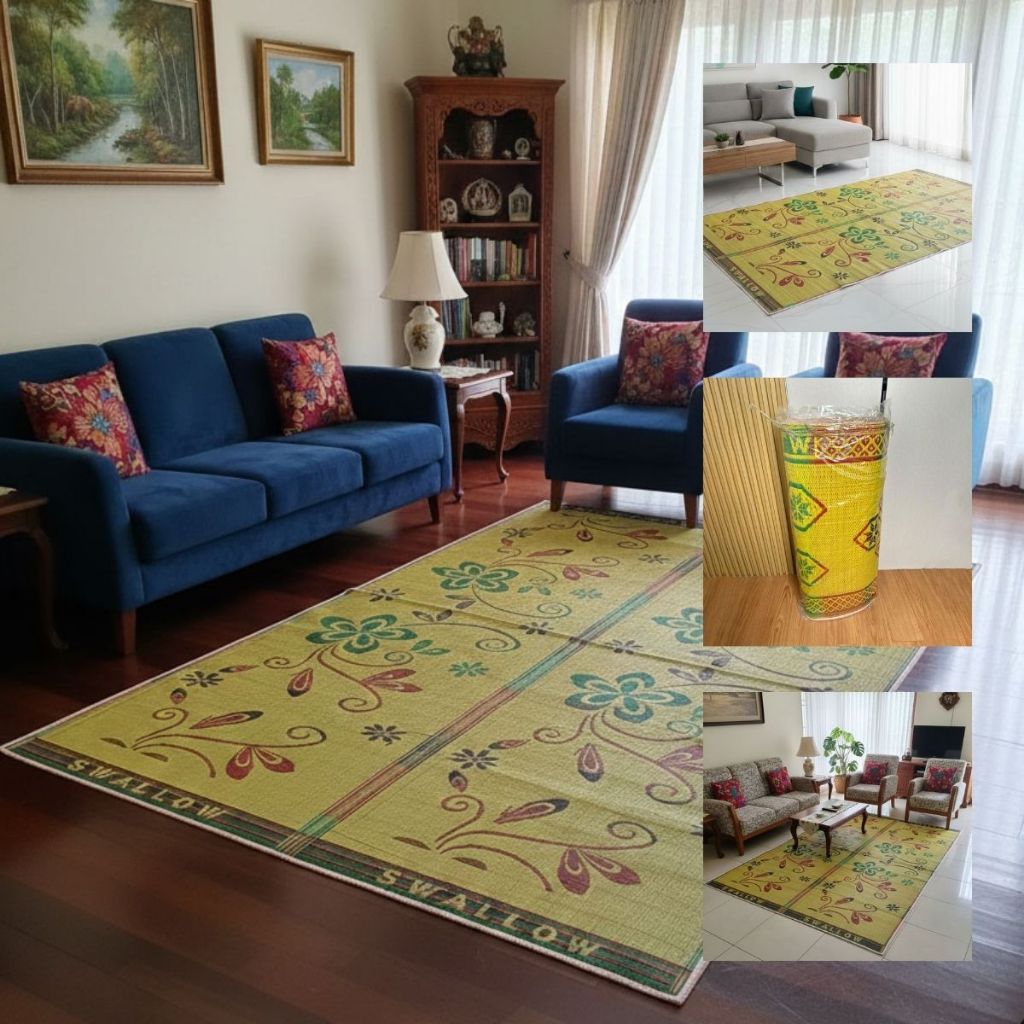 Tikar Plastik Tenun Swallow Asli Tebal | Tikar Lipat Anti Air Kuat & Awet