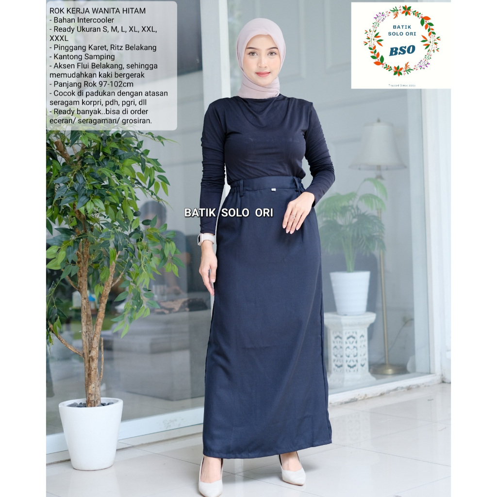 ROK KERJA WANITA WARNA HITAM A LINE / ROK SERAGAM GURU PNS ASN PPPK WANITA TERBARU DAN TERMURAH BISA