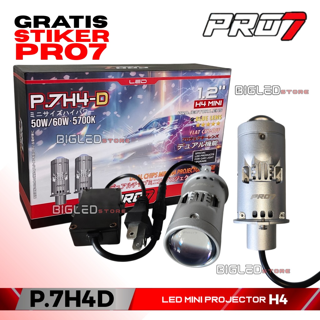 PRO7 LAMPU MINI PROJECTOR BILED LED H4 P7H4D P.7H4-D P7H4-D P.7H4D P 7H4D H4 50 60W Lensa Proyektor 