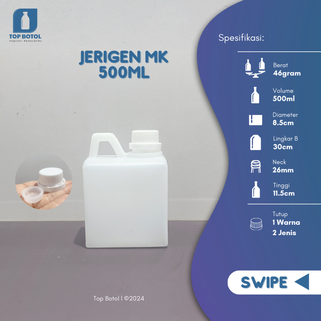 Jerigen HDPE 500ml Segel | Botol ½ Kg Tebal Food Grade | Ready Instant & Same Day
