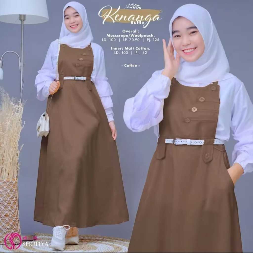 NEW PROMO GAMIS KENANGA RUFFLE // OVERALL KIRANA // PAKAIAN WANITA KEKINIAN // BAJU MUSLIMAH