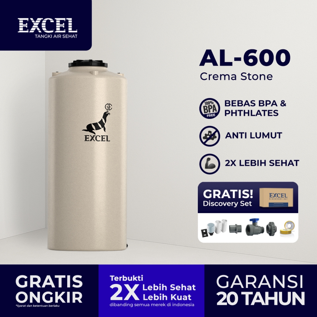 Tangki/ Tandon/ Toren air EXCEL - Roto AL-600 Crema Stone Grahaexcel. Anti lumut, lebih sehat. Tando