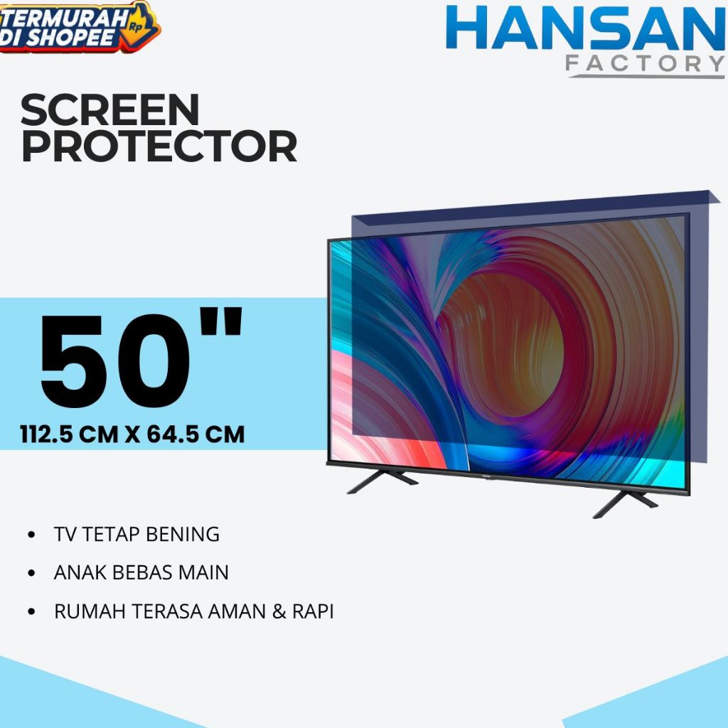 Pelindung Layar TV Transparan Hitam | Screen Protector TV Anti Bentur & Anti Gores (50INCH) TEKUK