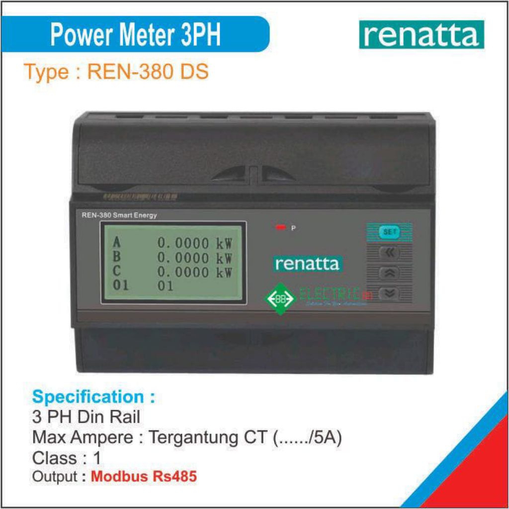 REN-380-DS KWH Power Meter 3 phase Din Rail Modbus