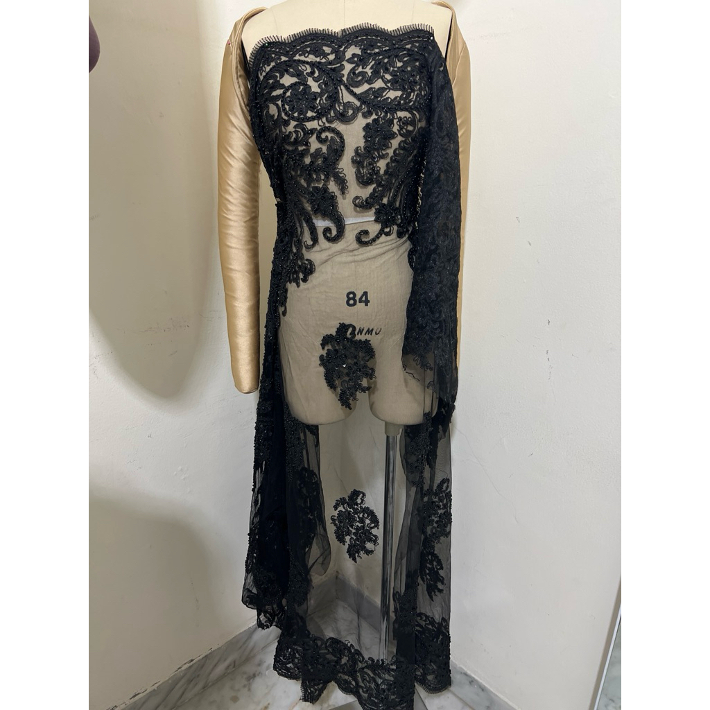 kain lace brokat hitam berpayet kebaya all 100k