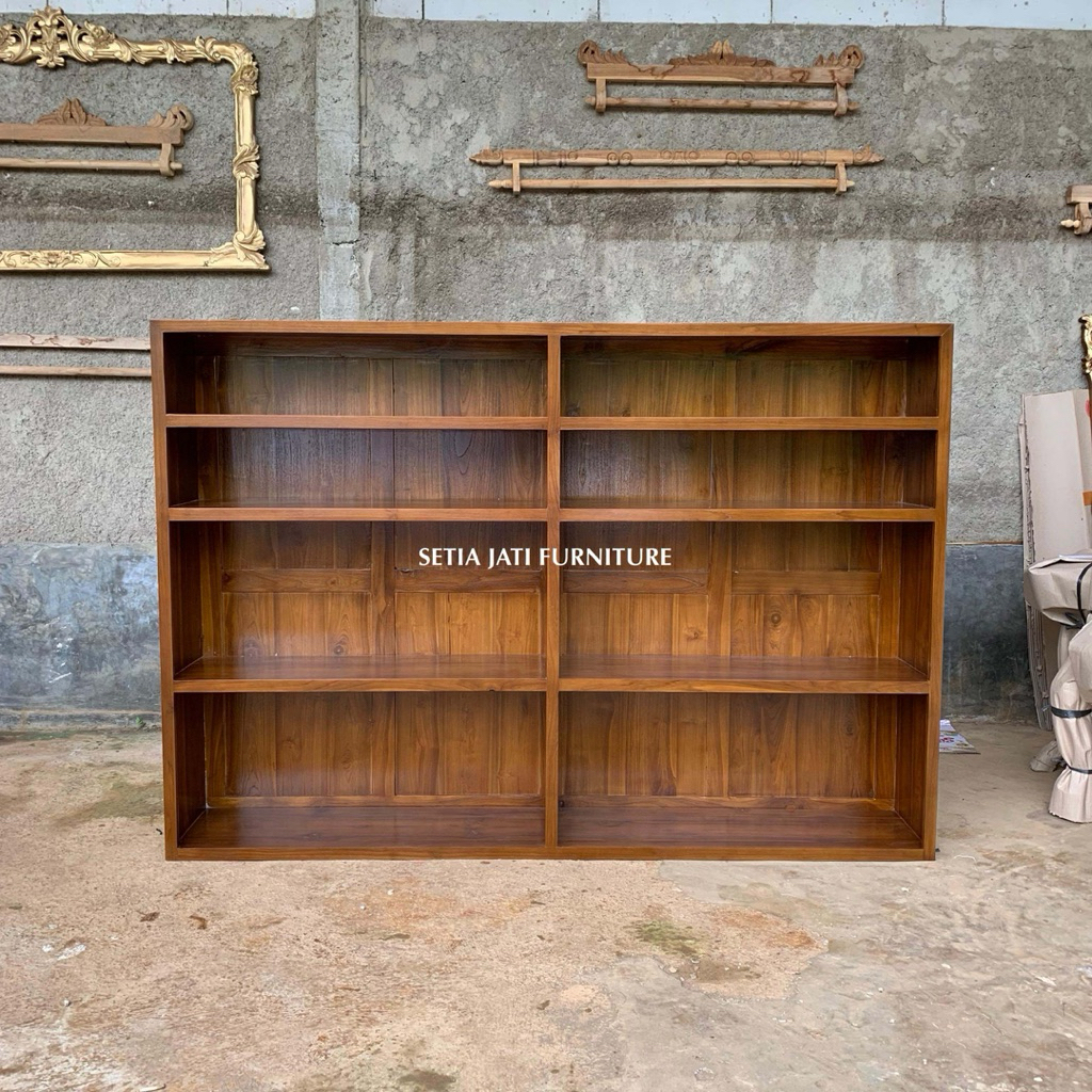 Rak Buku perpustakaan Minimalis Baha Kayu Jati