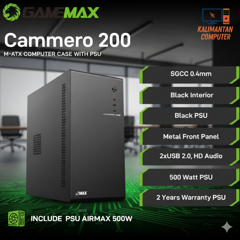 Casing Gamemax Airmax Cammero 200 M-ATX include PSU 500Watt + FREE 1 Fan