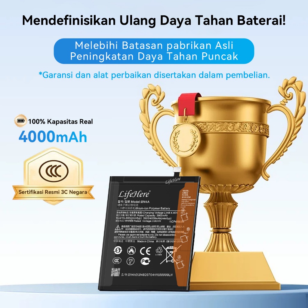 Lifehere -Baterai BN4A Redmi Note 7 / Redmi Note 7 Pro  Baterai