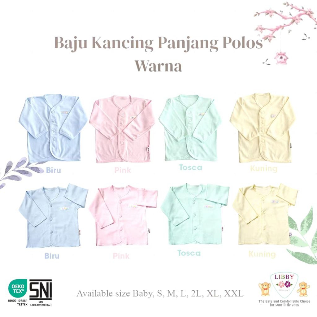 3PCS LIBBY BAJU PANJANG NEWBORN POLOS