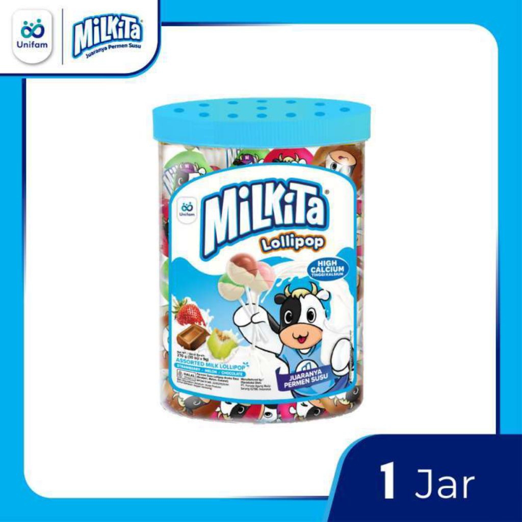 Milkita Permen lolipop Toples Permen susu isi 30pcs