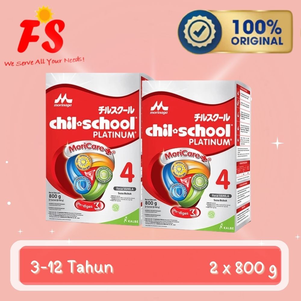 (2 KALENG) MORINAGA CHIL SCHOOL PLATINUM VANILA 800G SUSU FORMULA PERTUMBUHAN ANAK USIA 3-12 TAHUN