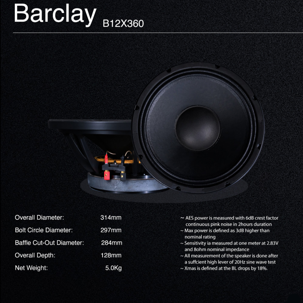Komponen Speaker 12 Inch BARCLAY B12X360 | B12 X360 Original By Huper