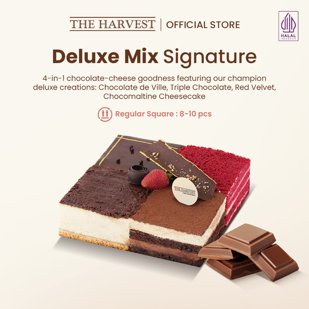 Deluxe Mix Signature Regular Square | Kue Ulang Tahun Rasa Dengan Pilihan 4 Rasa Coklat Dan Keju Pre