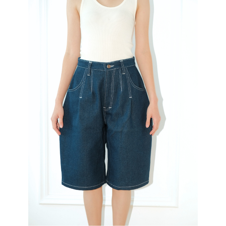 AUCTUS - Noel Barrel Short Denim Pants