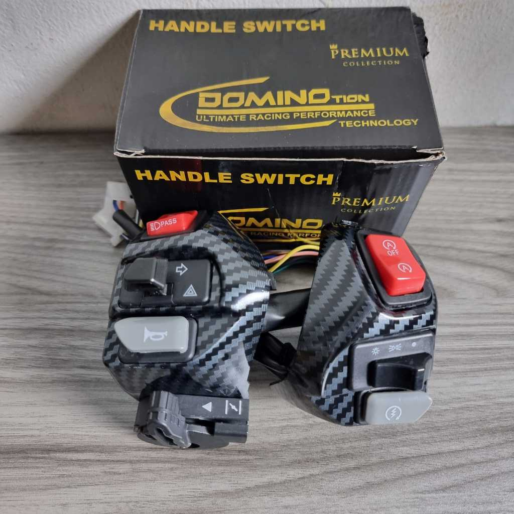 SAKLAR KARBON DOMINO SET KANAN KIRI SAKLAR MOTOR KANAN KIRI MIO MODEL KARBON DOMINO