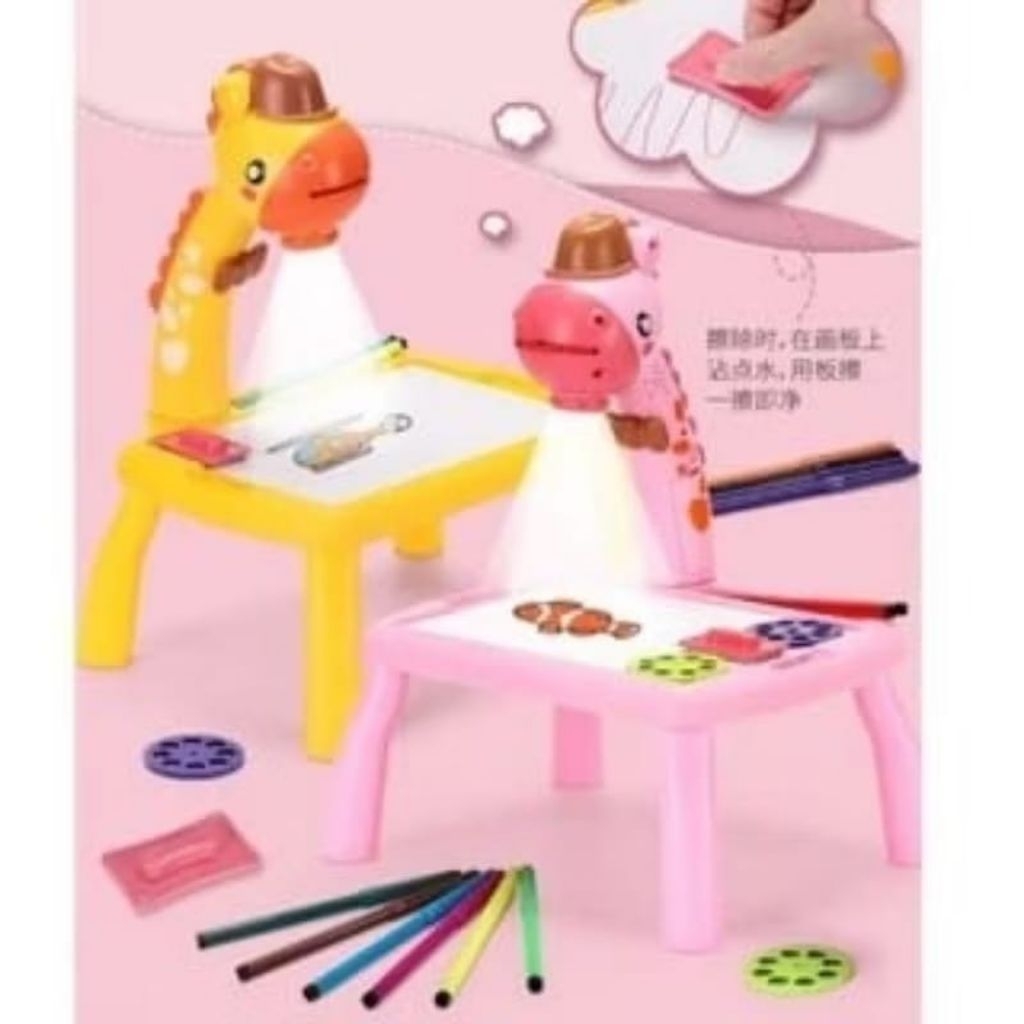 Mainan Montessori Jerapah Meja Gambar Belajar Anak Proyektor Edukasi/Mainan Meja Proyektor Jerapah M