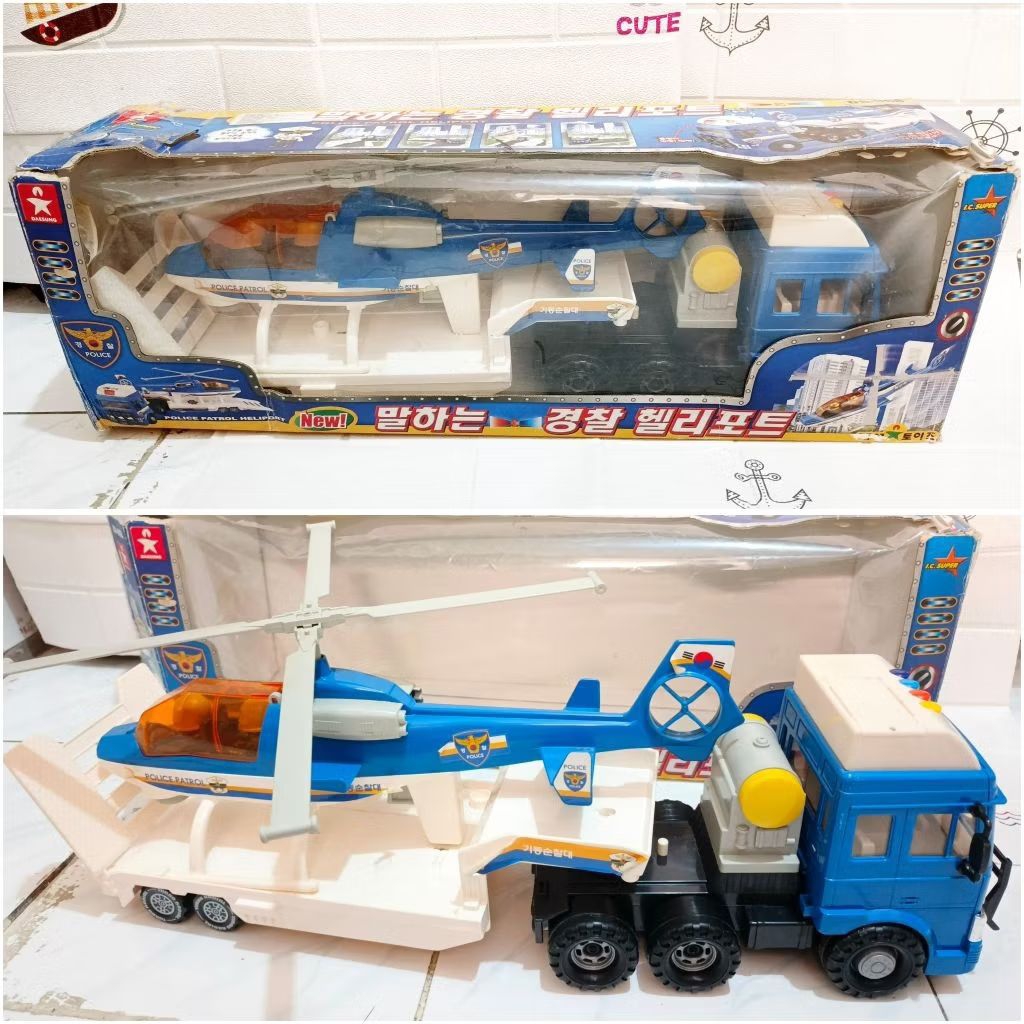 Truck truk trailer Daesung Toys Melody Police Helicopter
